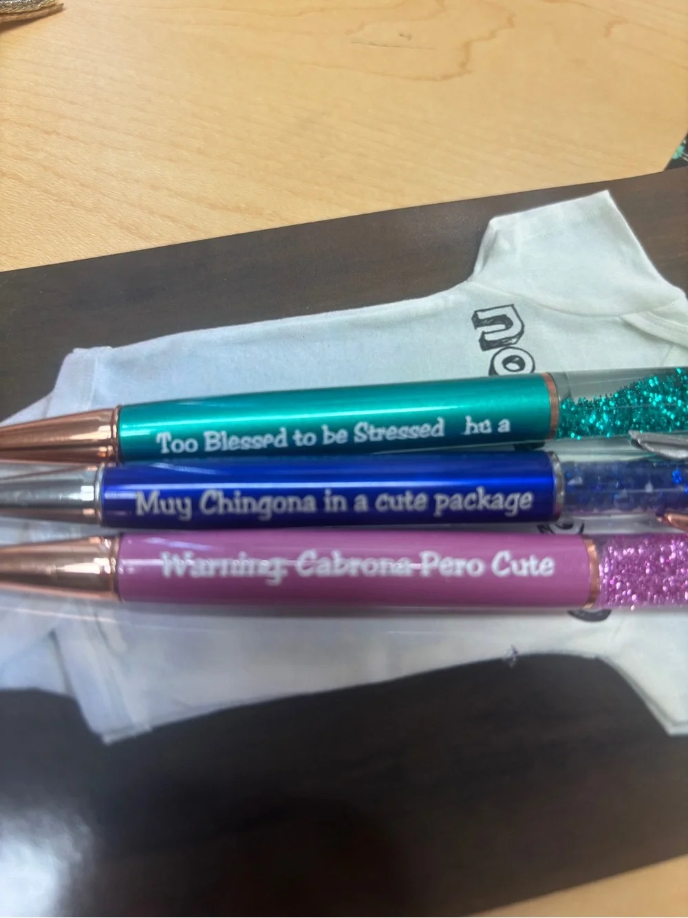 LATINA Power Set of w3 Glitter Ballpoint Pens in Teal, Blue, and Pink